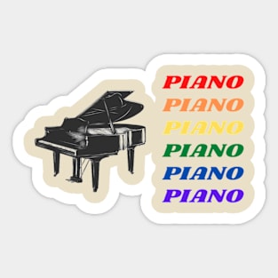 Colorful Grand Piano Pianist Sticker